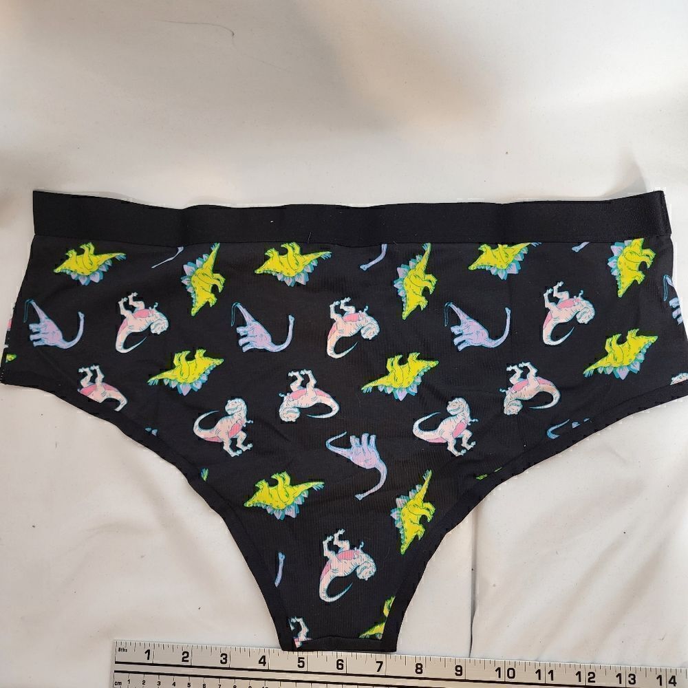 1X 14W 16W Torrid Black Dinosaur Cotton Cheeky Panty Mid Rise Pink T Rex Lingeri - Picture 3 of 6